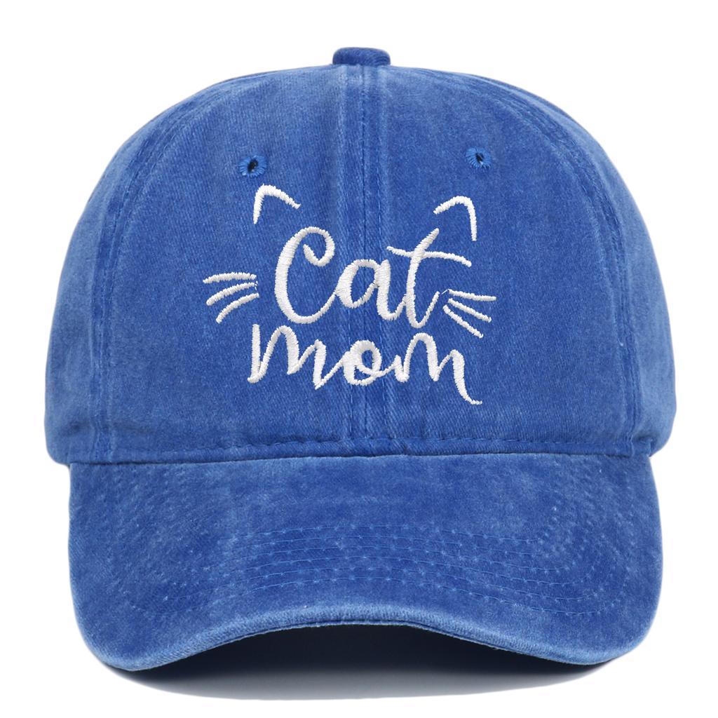Katzen Mama Vintage Gewaschene Baseballkappe, Niedliche Katzenmotiv Verstellbare Dad Hat, Lässiger Sonnenhut für Katzenliebhaber Frauen Männer