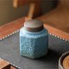 Vintage Ceramic Tea Canister Portable Airtight Candy and Snack Box with Metal Lid Home Storage Jar for Nuts Coffee Beans Herbs