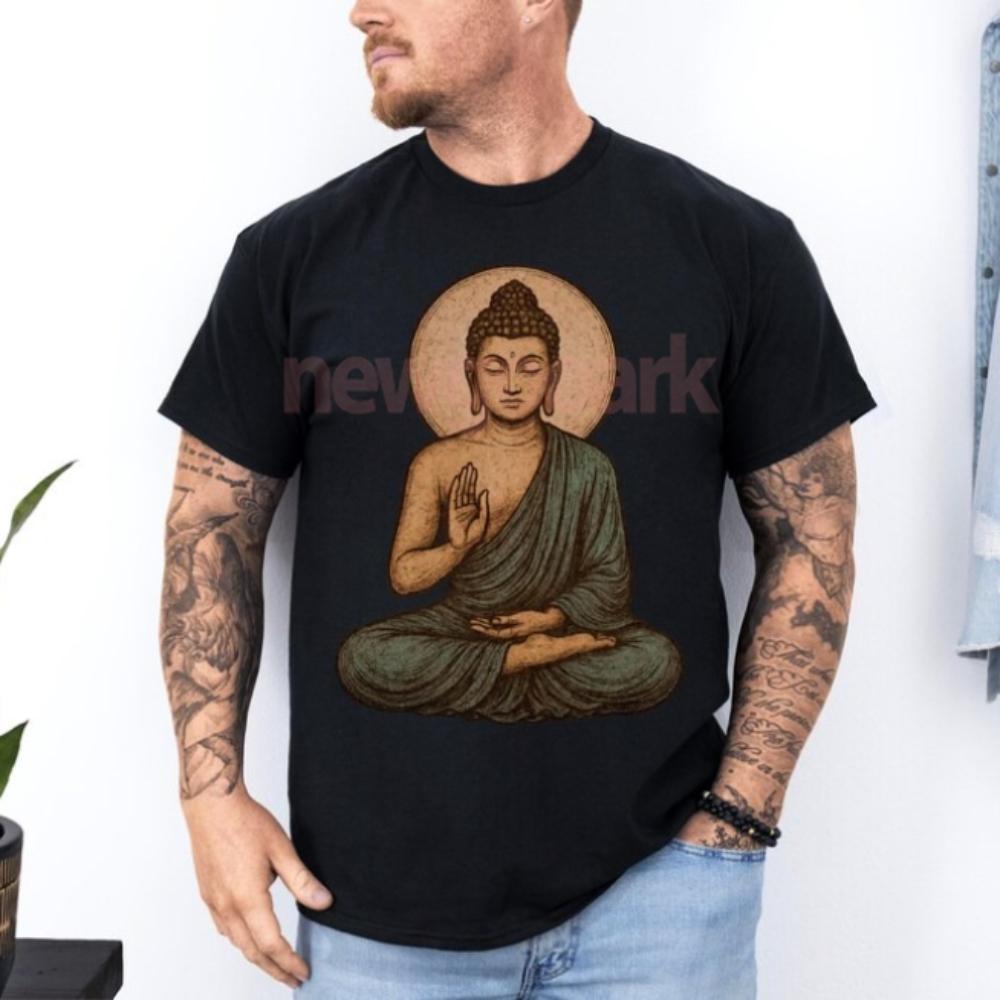 

Vintage Meditation Buddha Graphic TShirt Spiritual Zen Mindfulness Yoga Peace Lovers Woman Man Tshirt Cotton Unisex Adult Tee 4XL
