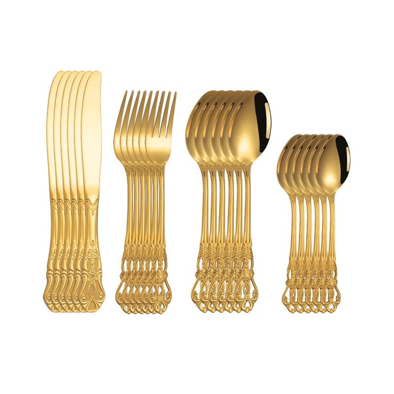 Royal Tableware Set Embossed Retro Stainless Steel Knife, Fork, Spoon Hotel Western Food Knife, Fork CST