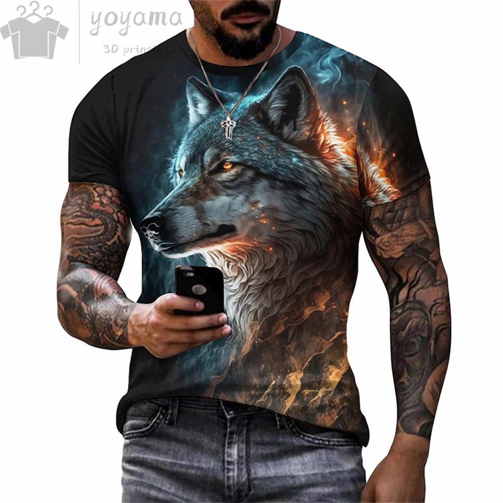 

Мужская модная футболка с принтом льва 3D Футболка с рисунком животных с короткими рукавами Футболки свободного покроя в уличном стиле Летние повседневные мужские топы 5XL