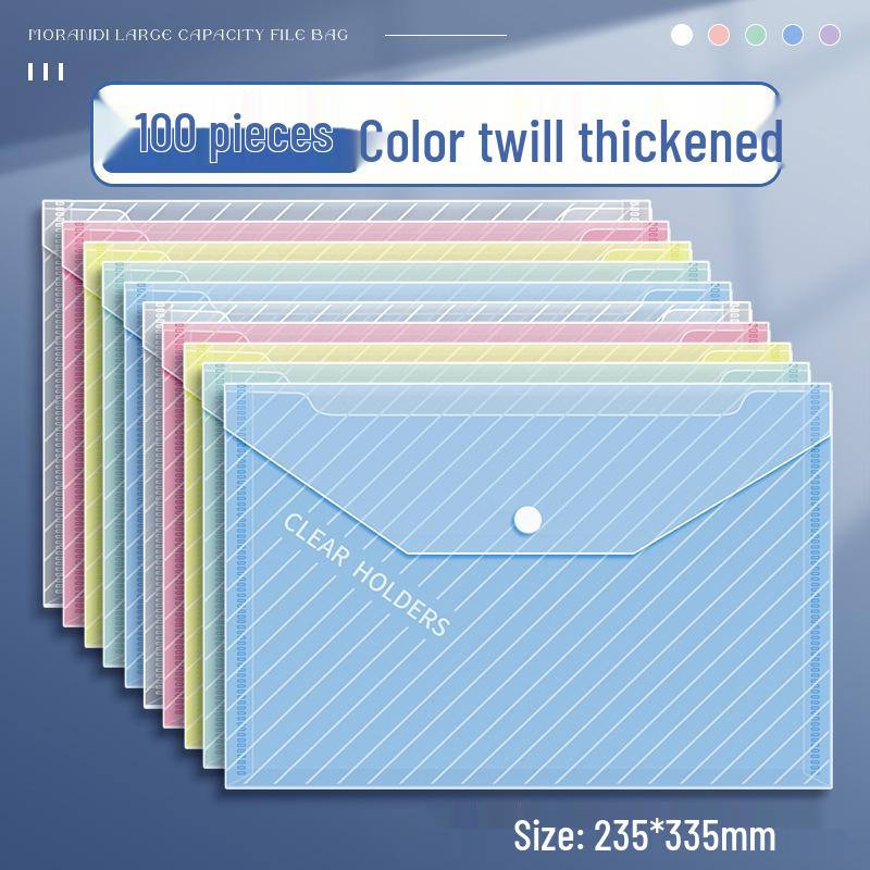 Transparent Large Capacity Snap Button File Bag for Students