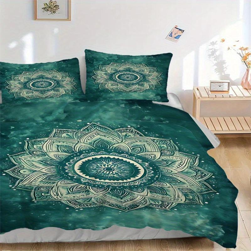 3pcs Mandala Lotus Soft Comfortable Bedding set, For Bedroom, Guest Room And Dorm, All - Season Use, High-Definition Printing127