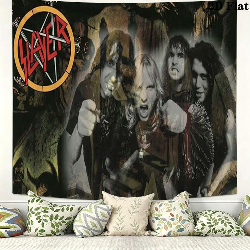 Slayer Band Wall Tapestry Aesthetic Wall Hanging Printed Fabric Blanket Decorative Tapestries for Bedroom Living Room Home Decor