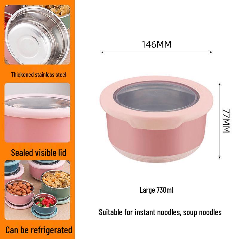Stainless Steel Food-Grade Sealed Soup & Bento Bowl for Refrigerator