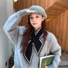 Knitted Scarf for Women Autumn and Winter New Neck Scarf Small Neck Scarf Thickened Warm Houndstooth Scarf
