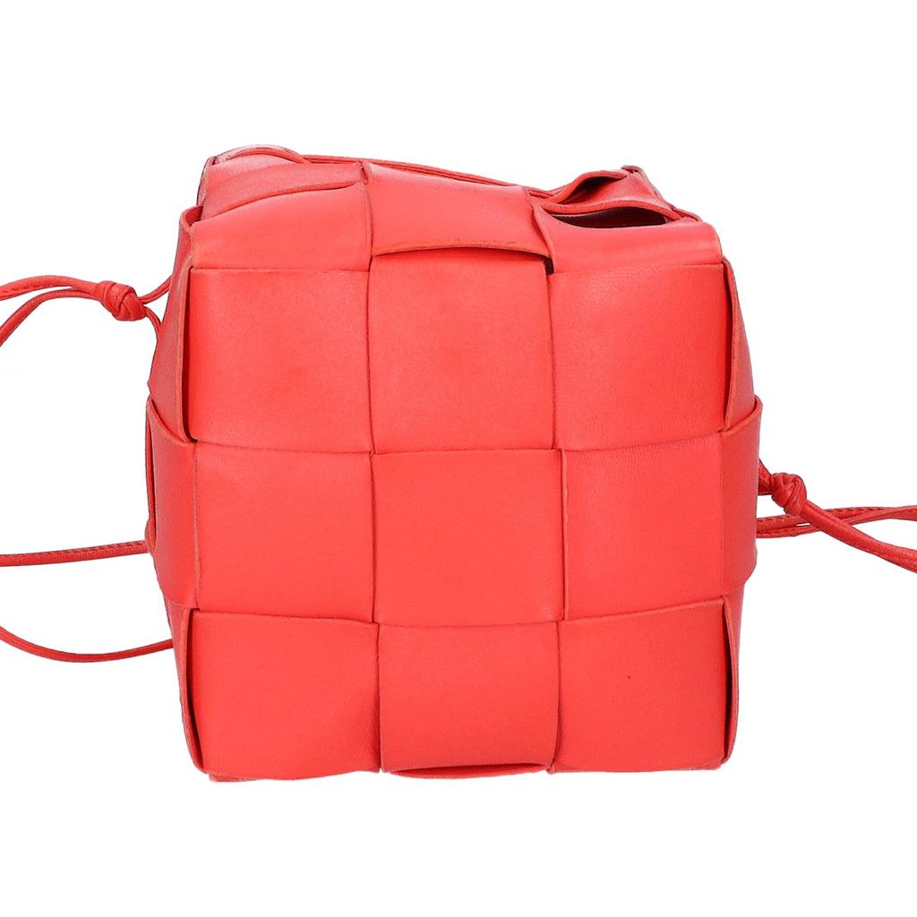 BOTTEGA VENETA Maxi Intrecciato Small Cassette Leather Shoulder bag RedUsed
