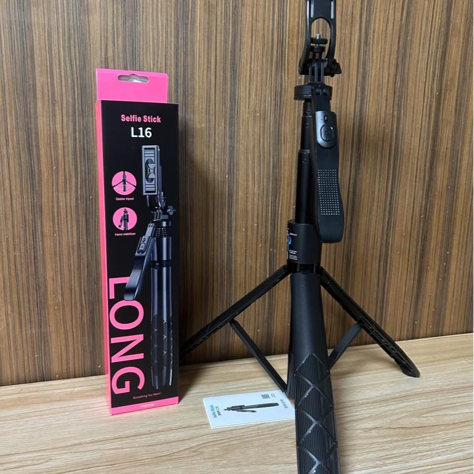 L16 Portable Anti-Shake Extendable Selfie Stick Tripod for Live Streaming and Travel.