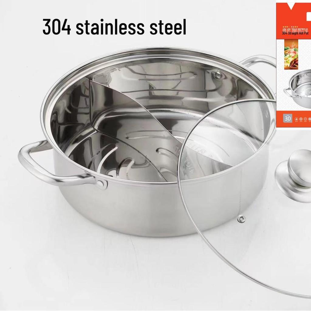 Stainless Steel Double-Flavor Hot Pot for Home and Restaurant - Induction Compatible Cookware Gift