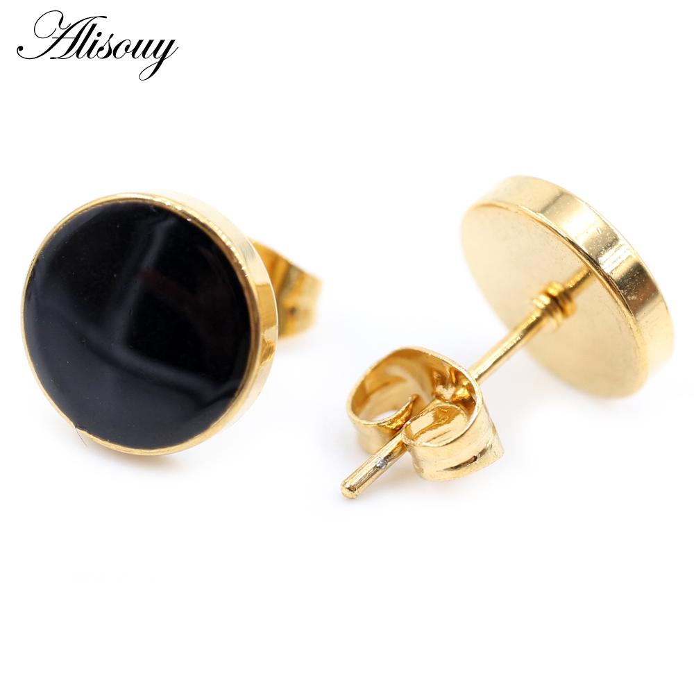 

Alisouy 2 шт. круглые винтажные серьги-гвоздики в форме штанги для мужчин модные вечерние черные мужские женские серьги унисекс ювелирные изделия 8mm