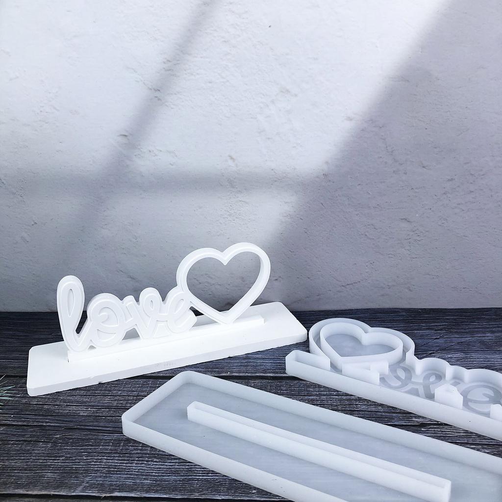 Flexible Heart Shaped Epoxy Resin Mold Set for DIY Photo Frames and Desktop Decorations with Silicone Casting Molds