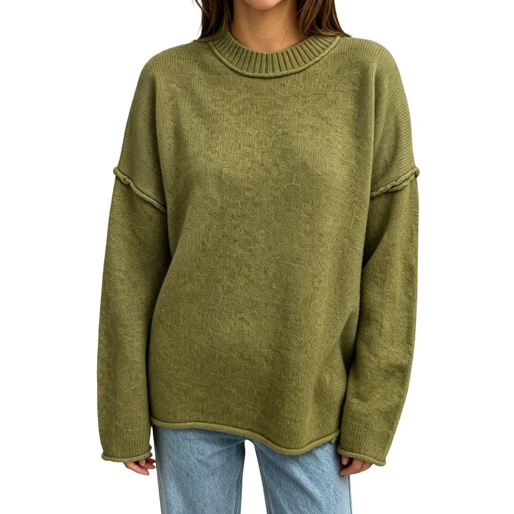 Women's Casual Oversized Pullover Sweater - Loose Fit Knit Top for Everyday Wear