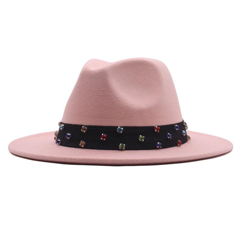 New Fashionable and Elegant Jazz Hat, Spring, Autumn and Winter Belt Woolen Casual Fashion Big-brimmed Lady Jazz Hat