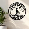 Handmade Iron Tree of Life Wall Art, Black Yoga Meditation Decor for Living Room Bedroom, 12.2x12.2in