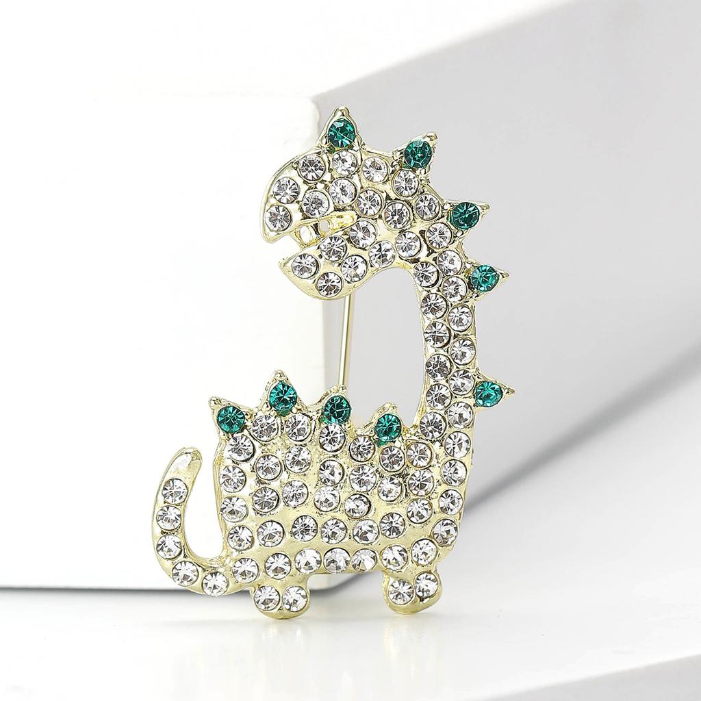 Retro Personalized Alloy Rhinestone Small Dinosaur Brooch Fashion Creative Men'S And Women'S Clothing Corsage Jewelry Pin