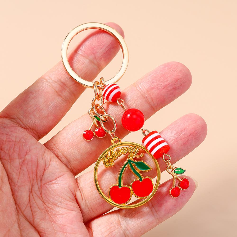 New Enamel Avocado Cherry Keychain Women Girls Fruit Key Ring Pendants for Handbag Decor DIY Key Chain Gifts