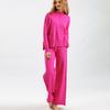 Autumn Winter Women's Knitted Pants Suits Round Neck Slit Sweater Loose Casual Knitted Wide-leg Pants Two-piece Knitted Suit Outfits