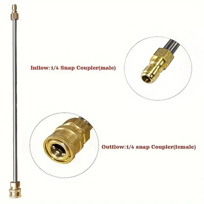 40cm Edelstahl Hochdruck-Wasserpistolen-Verlängerungsrohr 1/4" Außengewinde Innengewinde Schnellverschlussstecker - Robustes Reinigungsgerät