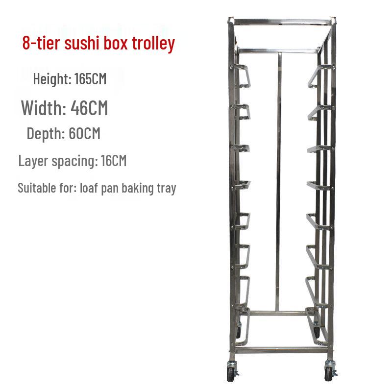 Stainless Steel Baking Pan Shelf Cart with Racks for Cakes, Bread, and Refrigerator Trays