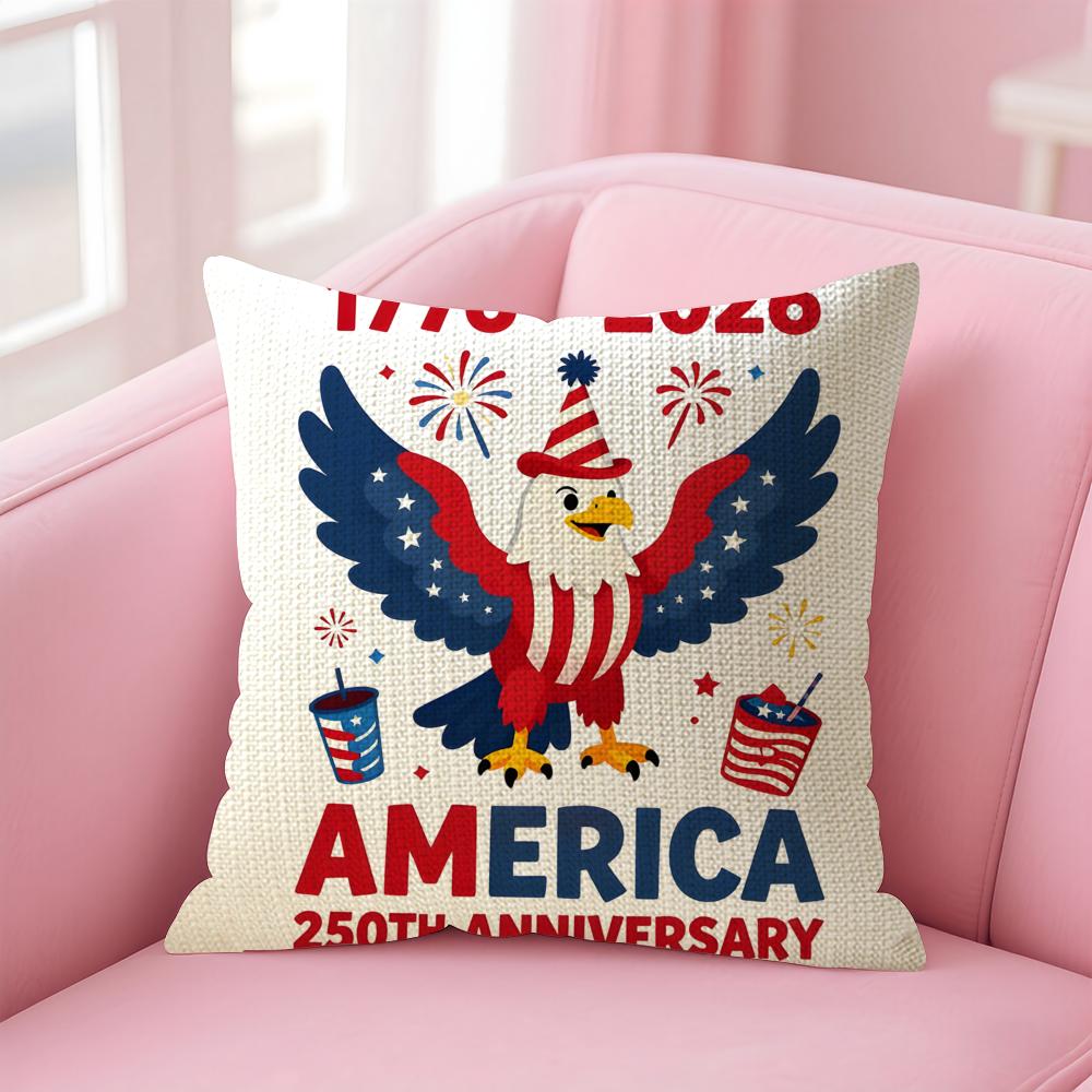 American 250Year 1776- Cushion Cover Natural Linen Pillow Case Double-Sided Print Decorative Sofa Pillowcase Home Decor Gift