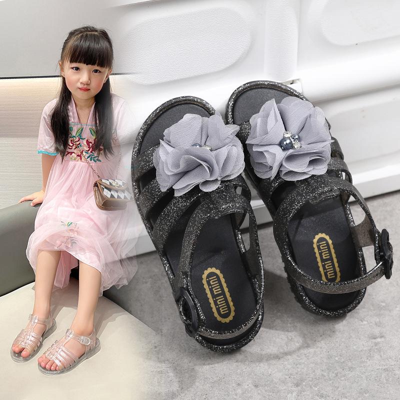

2025 Летние женские детские босоножки Jelly Crystal Princess с открытым носком - Прозрачные блестящие пляжные туфли, нескользящие тапочки для девочек и взрослых 30/31 #