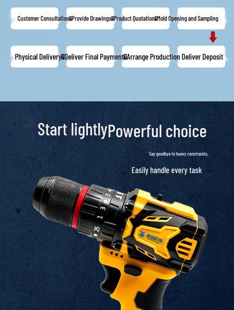 Professional Brushless Impact Drill Set (US Plug) for Tile Hole Opening and Renovation