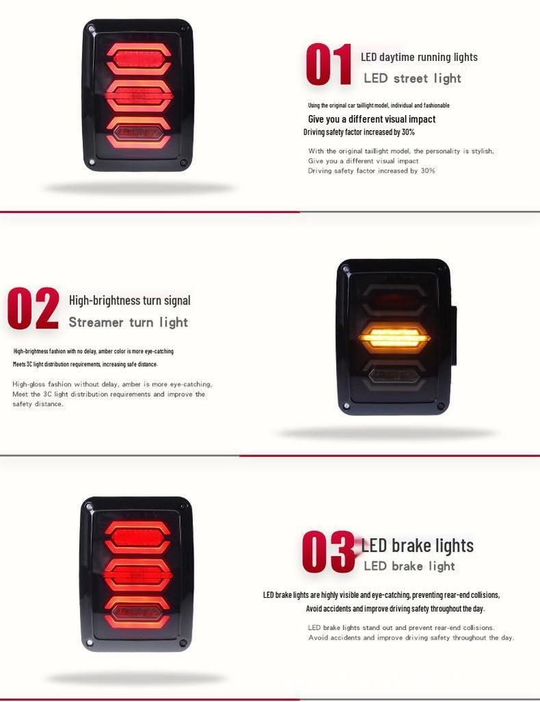 LED Taillight Assembly for 07-17 Jeep Wrangler JK: Daytime Running, Brake, and Turn Signal Lights