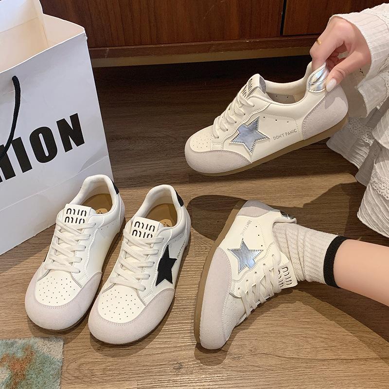Round head color matching versatile fashion casual shoes spring single shoes student flat bottom low heel lace-up women's shoes