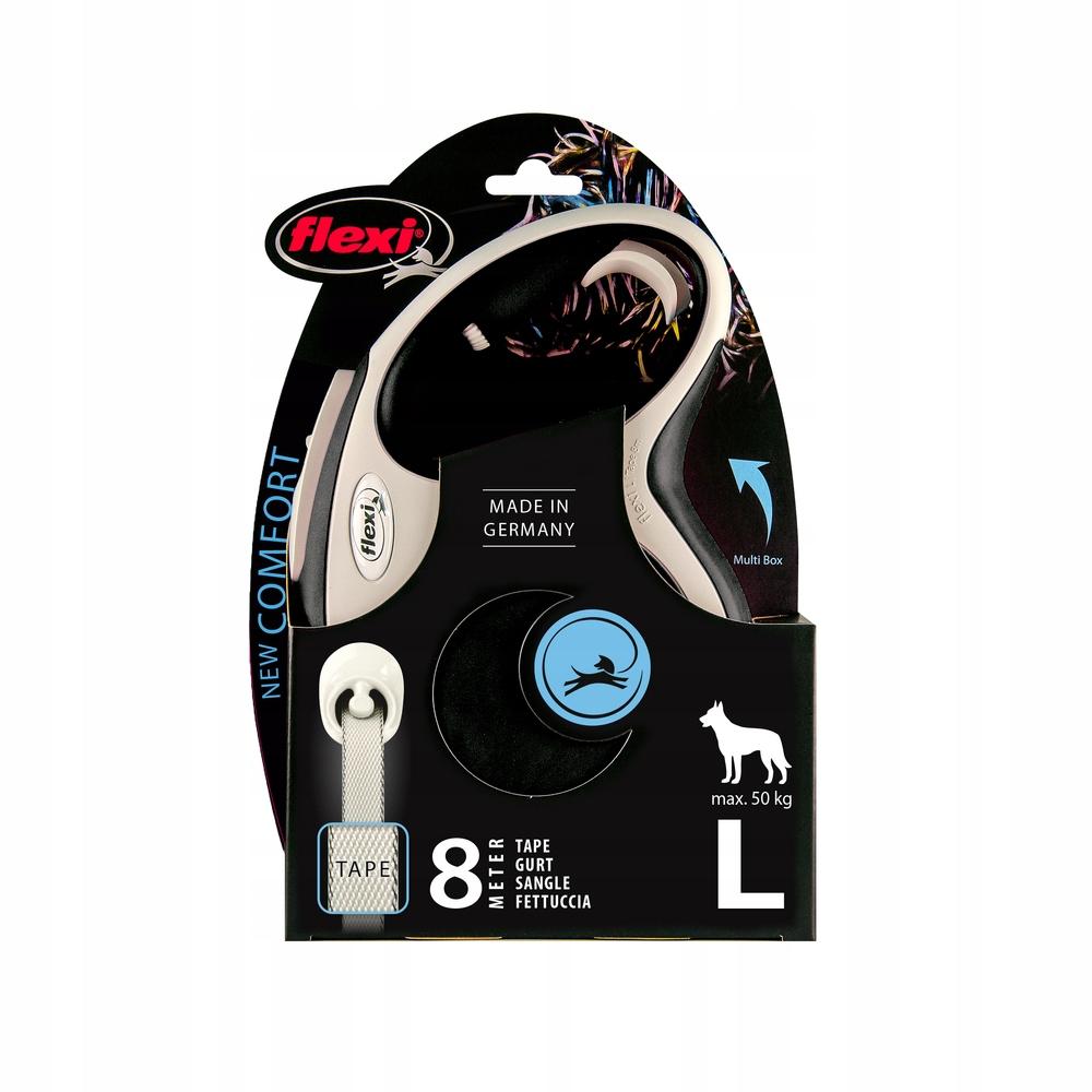 FLEXI New Comfort automatic dog leash L 8 m, black