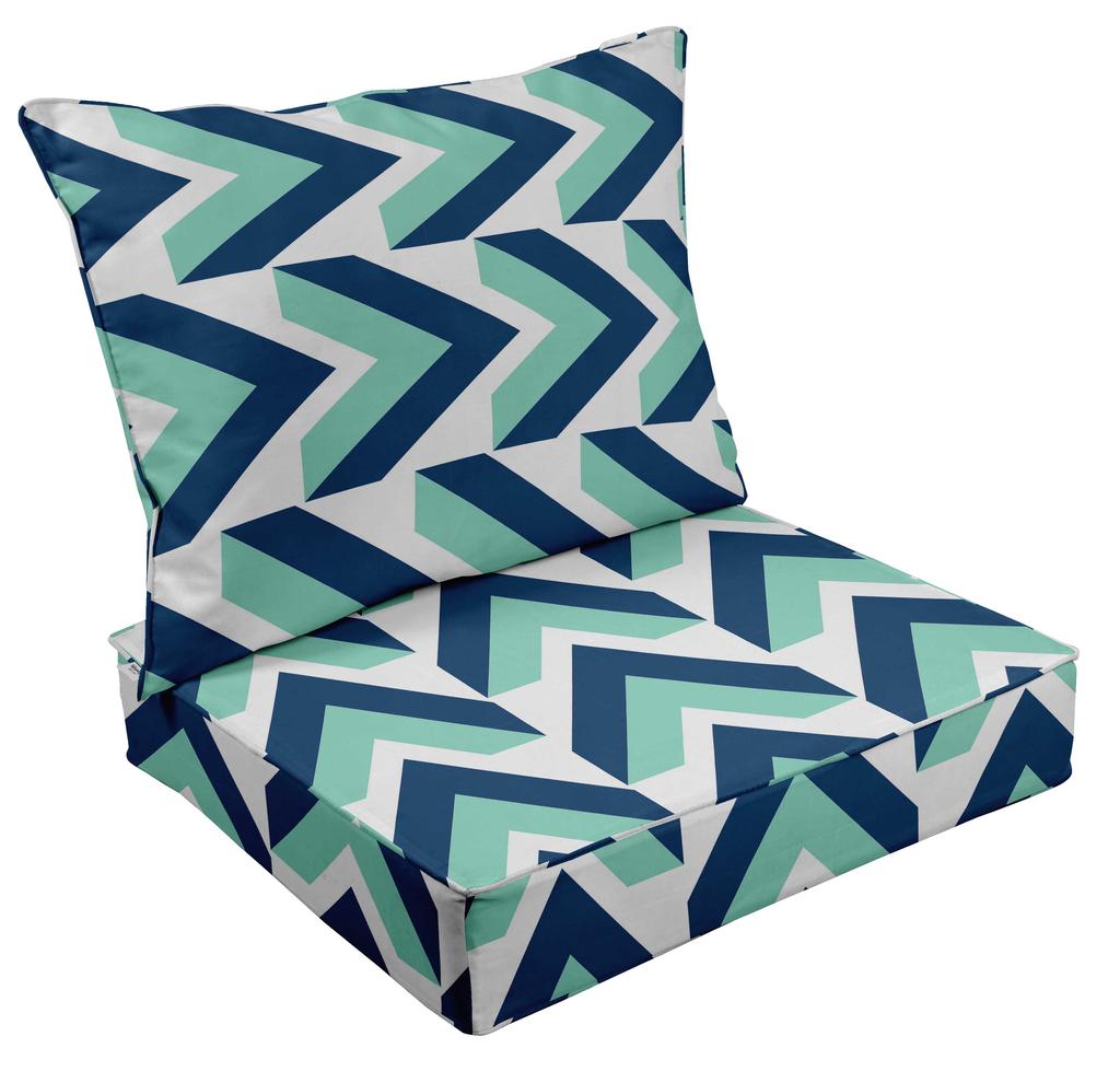 Vargottam Printed Outdoor Deep  Seat  Patio  Cushions Set 2pcs Seat Set All Weather Replacement