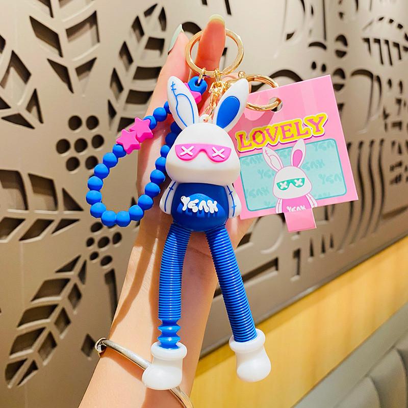 

Modern Rabbit Pvc Stretch Legs Keychain Trendy Cartoon Charm For All Occasions