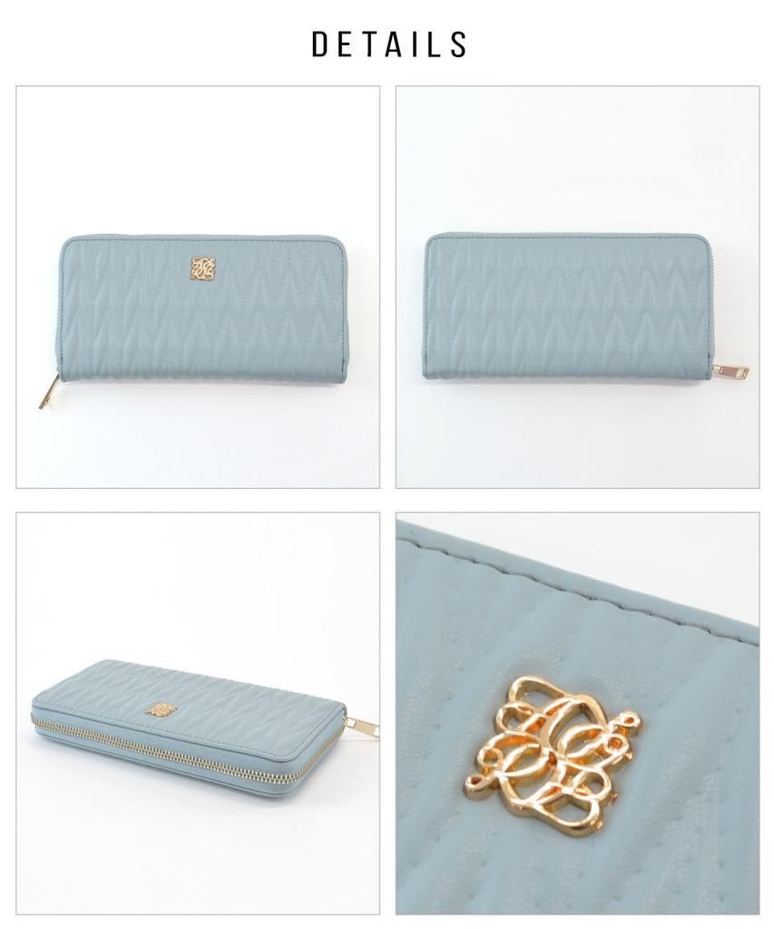 Blue Long Coin Bill Card Large Rosia [Altorose] Wallet, Purse, Purse, Compartment, Slots, Capacity, L-shaped Zipper, Quilted, Cute, 332976-24