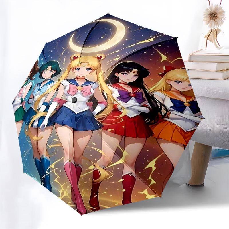 1pc Sailor Moon Umbrella Auto-Open Close with Foldable Design, Iron Frame, Outdoor Use, Perfect Gift for Fans, Travelers, Daily Use.M039