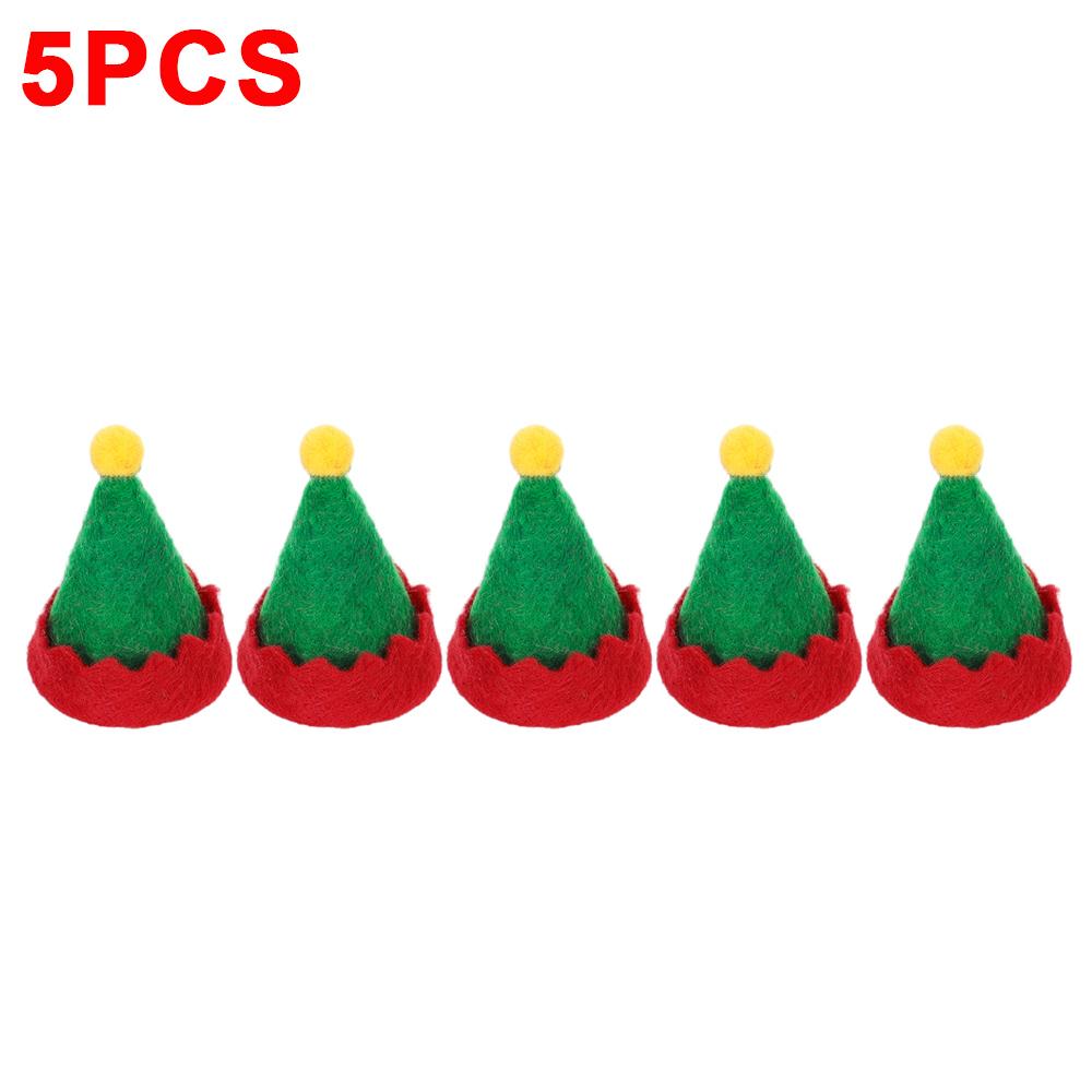 30/1Pcs Mini Santa Hats Christmas Wine Bottle Covers Lollipop Candy Hat Xmas Kids Gifts Navidad Party Table Dinner Decorations