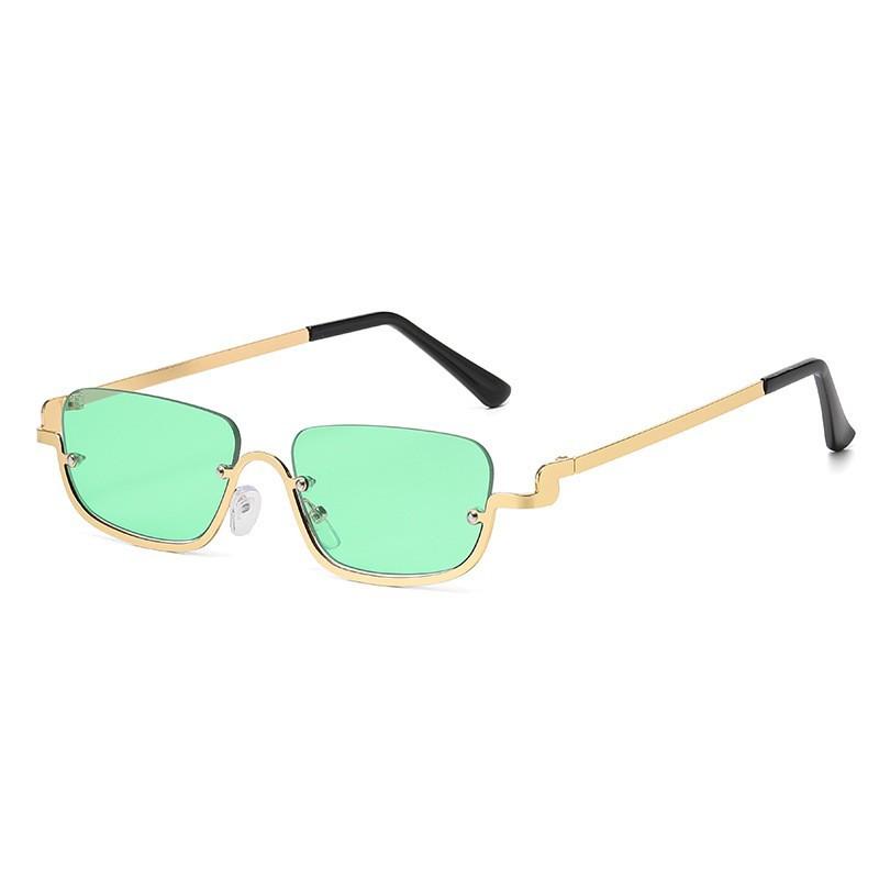 New metal sunglasses European and American retro half-frame square glasses fashion trend sunglasses