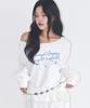 ILLIGO One-Shoulder Studded Boat Neck Sweatshirt White