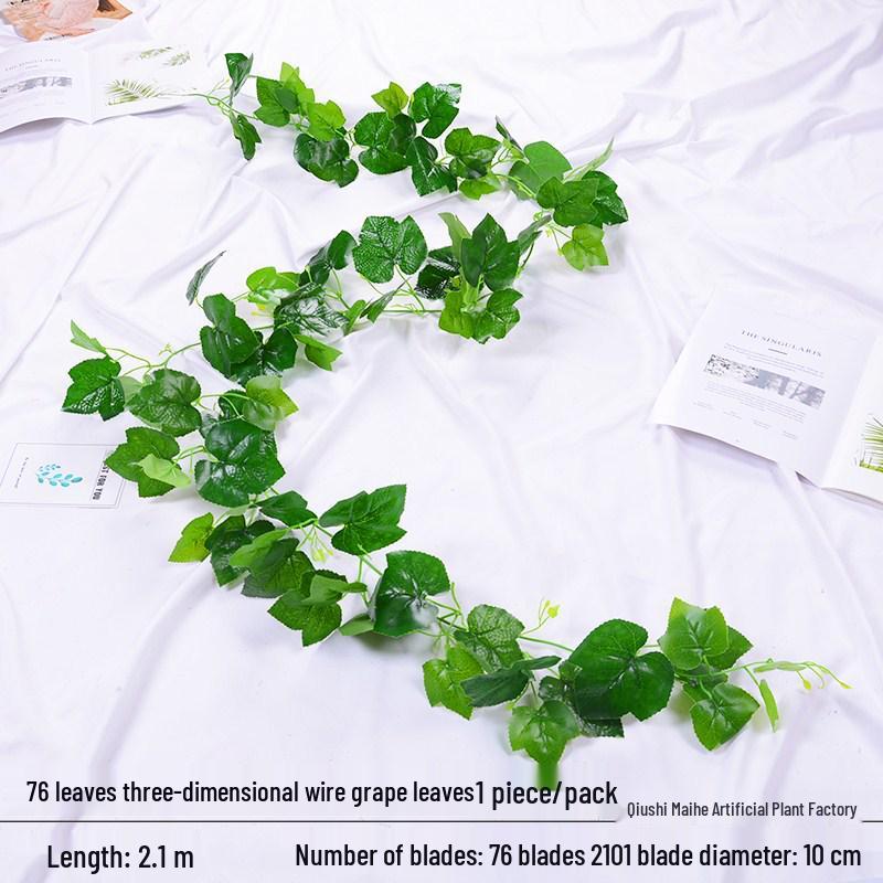 Artificial Grape Leaf Decoration: Green Creeper Vine for Ceiling Plants, Flowers - Wholesale Options Available.