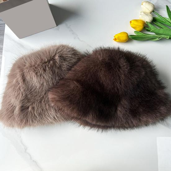Women's Fuzzy Faux Fur Bucket Hat Winter Plush Furry Ladies Hat Fluffy Sherpa Fisherman