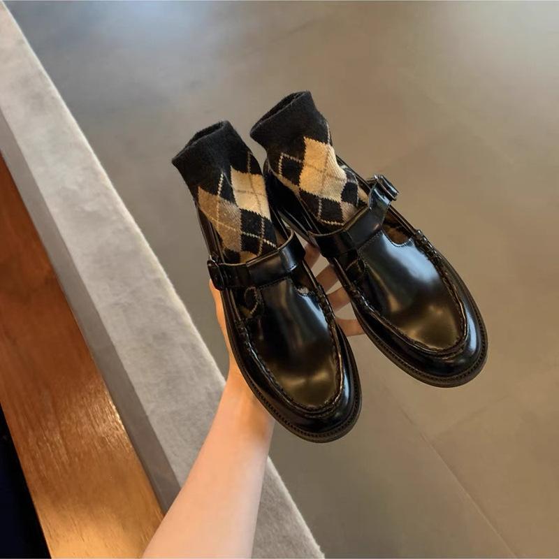 Leather Retro Mary Jane Women's Shoes T-buckle Strap Women's Thick Low-heeled Small Leather Shoes Children's Single Shoes
