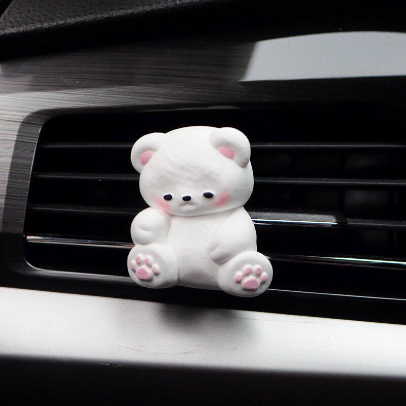 Car Air Freshener Vent Decoration Ornament Cute Bear Flower High-End Perfume Diffuser Stone Gift Little Bear(Free 10ml Essential Oil)