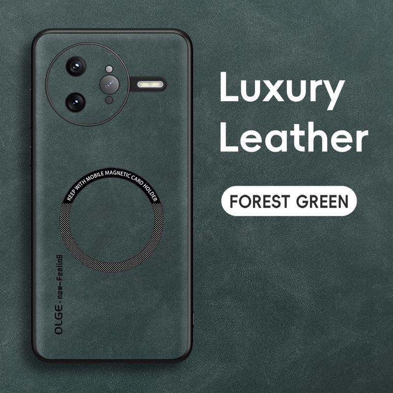 

Магнитный ретро кожаный магнитный мягкий чехол для Xiaomi Poco F7 Ultra PocoF7Ultra 5G беспроводной зарядный чехол для телефона чехол For Poco F7 Ultra зелёный