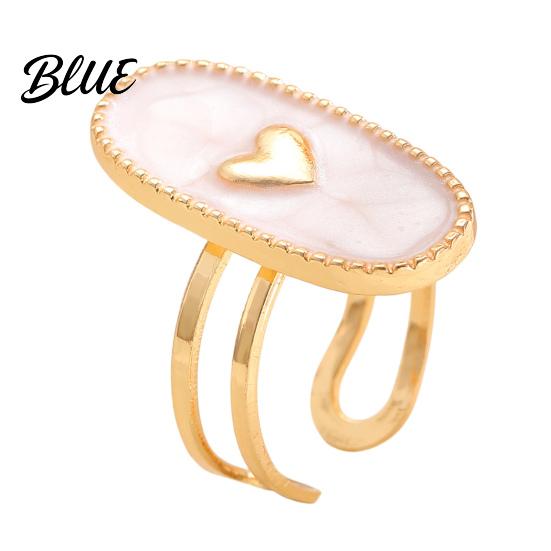 Adjustable Double-ring Opening Ring Finger Oval Design Enamel Process Women