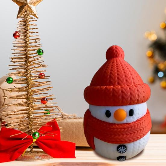 3D Printed Snowman Ornament DIY Assembly Mini Textured Snowman Figurine Tabletop Snowman Decoration for Home Office Desk Christmas
