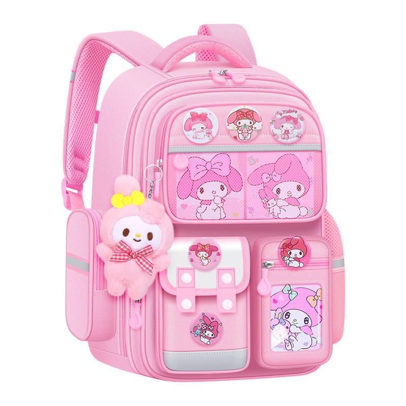 Kuromi Lightweight Large Capacity Schoolbag for 6th Grade Girls - Spine Protecting Double Shoulder Design