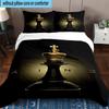 Golden Chess King On Black 3pcs Bedding,Including 1pc Duvet Cover And 2pcs Pillowcases Perfect for Christmas,Ideal for Bedroom, Dormitory