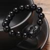 New Unisex Attract Wealth Pixiu Women Men Good Luck Bangle Bracelets Wristband Obsidian Stone Beads