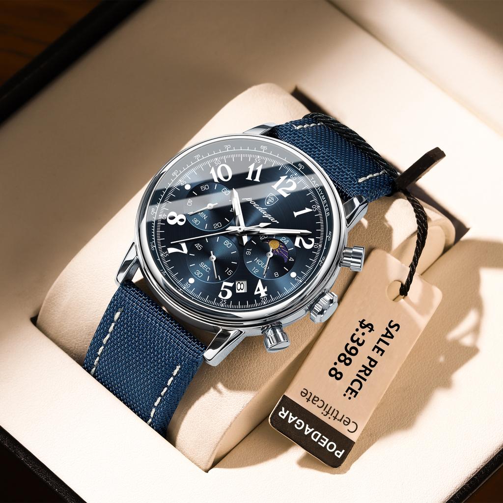 808 Luxury Nylon Leather Men's Quartz Watches Waterproof Luminous Chronograph Watches for Men