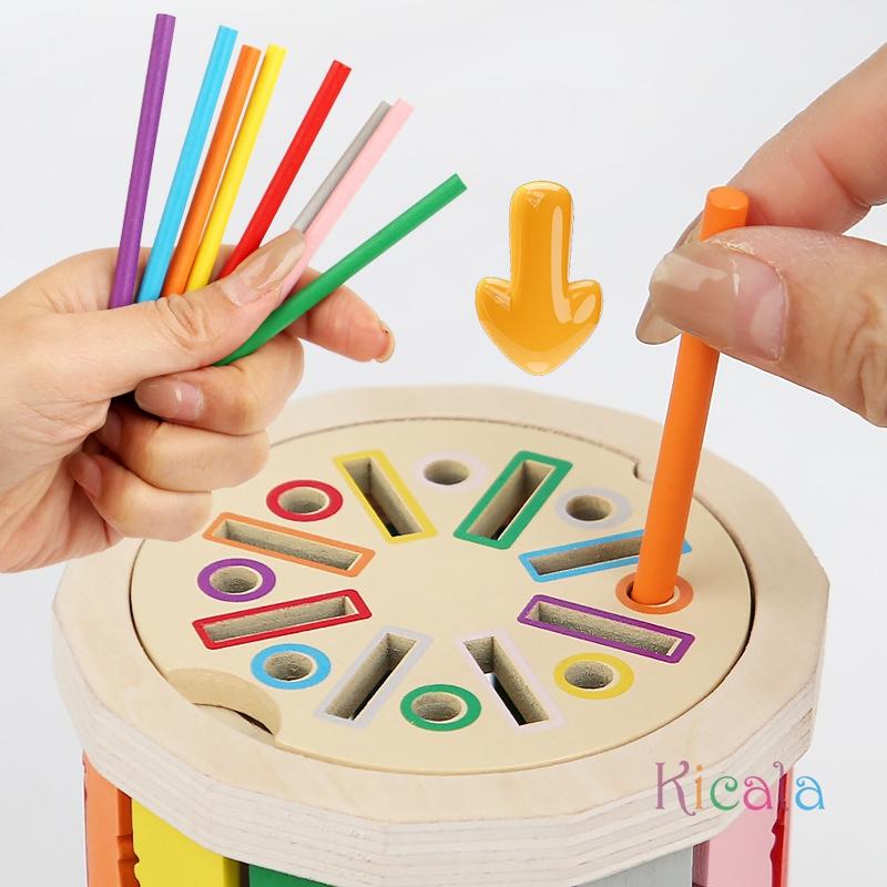 Montessori Color Sorting Matching Toy Wooden Shape Sorting Toy Educational Math Learning Toys for Kids Birthday Gifts