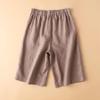 Women's Cotton Linen High Waist Wide-Leg Shorts - Summer Semi-Elastic Casual Five-Point Pants