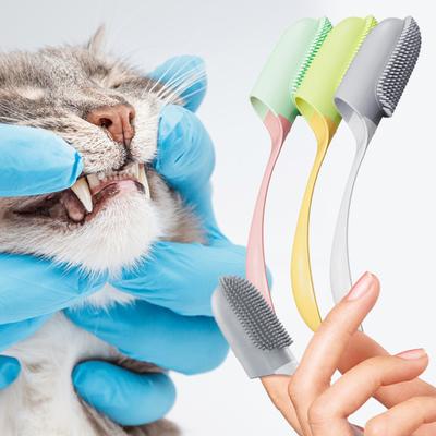 Haustier Fingerzahnbürste Weiche Borsten Ein-Finger-Bedienung Bequemer Griff Zahnpflege Hund Katze Reinigungsbürste für den täglichen Gebrauch